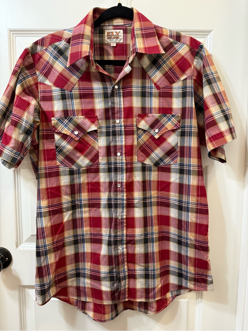 Ely Cattleman Plaid Pearl Snap Western Shirt Medium